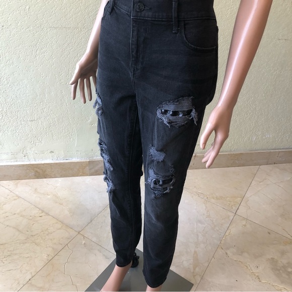 Express Jeans Black Ripped Jeans Denim Pants Women’s Size 12R Mid-Rise Leggings - Picture 15 of 16